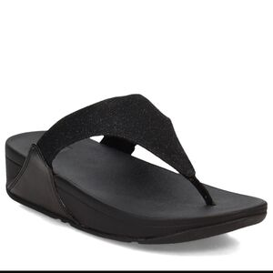 Fitflop Lulu ShimmerLux Toe-Post Sandals Black Glitter Women's Sz 7
